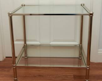 Glass and silver metal coffee table