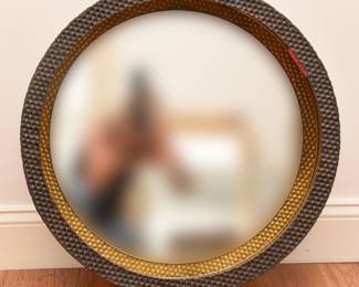 Hammered metal circular wall mirror
