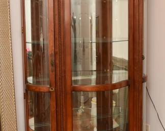Vintage Glass Curio Cabinet with Interior Light