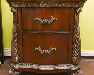Ornate wood 2 drawer storage chest
