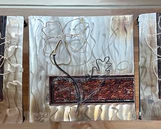 3 Piece Sculptural Floral Metal Wall Art