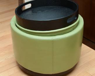 Ralph Lauren Green Leather Adjustable Top Ottoman