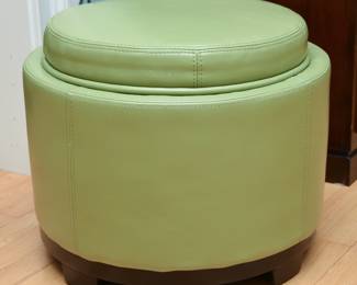 Ralph Lauren Green Leather Adjustable Top Ottoman #2
