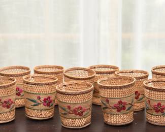 12 Handmade Embroidered Woven Decorative Glass Covers