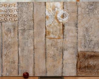 Large Spatula Acrylic Painting on Canvas in Bronze tones