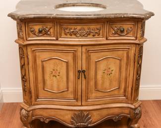 Marble top 2 door sink with fixtures