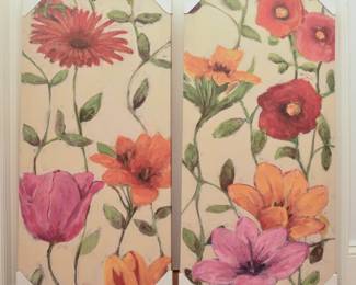 Diptych of Floral Prints on Canvas