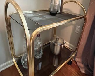 Brass and glass bar cart