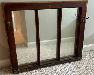 Triple mirror from repurposed window frame