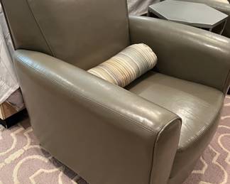 Grey leather accent chairs