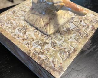 Marble trinket box with elephant accent