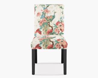 $300 USD      Classic Dining Chair Upholstered Rose Peacock Park Natural FFE258-4    With a fully upholstered seat and back, our Classic Dining Chair is timeless in style and luxe in comfort. Adorned with wild blooms and camouflaged peacocks, our Peacock Park fabric will lend a traditional, subtly whimsical touch to your home. Available in Rose, Turquoise, and Jade. Priced individually.  We have 2 for sale.

Dimensions: 37" W x 25" D x 19" H

Weight:  30 lbs

Condition:  New

Local pick up Bethesda, MD 20817.  Contact us for shipper suggestions.