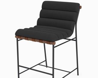 $595 - 3 Available.  Denver Modern Vail Counter Stool Charcoal Boucle Walnut Metal Frame FFE258-20                                                                                          The Vail Bar Counter Stool from Denver Modern is a beautifully crafted piece of furniture that effortlessly blends modern design with classic craftsmanship. This stool has a solid wood dowel, channel-tufted upholstery, and leather strap detailing, making it the epitome of style and sophistication. With a powder-coated steel frame and high-density foam padding, the Vail Bar & Counter Stool is as comfortable as it is elegant. We have 3 available

Dimensions:18.5" W x23" D x39.5" H  Seat = 24"H

Weight: 25 lbs

Condition: New. Not in box.

Local pick up Gaithersburg, MD 20879.Contact us for shipper suggestions.