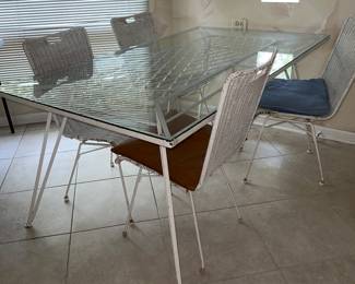 Wrought Iron / Glass / Wicker Dining Room Table
