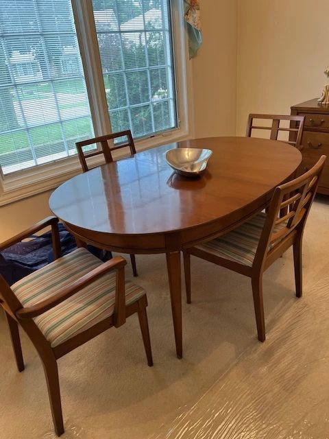 Paul Frankl style - Dining Table w/4 Chairs & 3 Leafs
