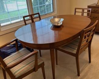 Paul Frankl style - Dining Table w/4 Chairs & 3 Leafs