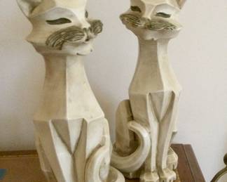 Universal Statuary Corp. Chalkware  Cubist Cat Statues