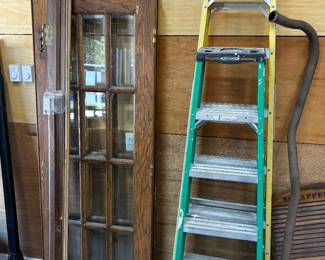 Antique oak doors, aluminum, fiberglass ladders
