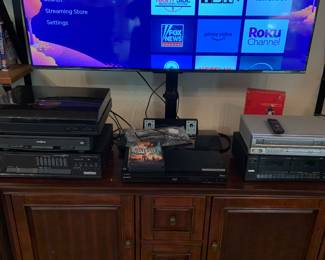 entertainment center, pull out vented drawers for electronic components, TV mount included, very nice