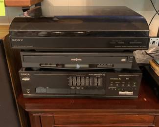 MGA receiver, INSIGNIA disc changer, SONY turntable, all hooked up and working