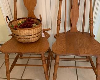 Amish taper back chairs, one needs repair, rare to find!