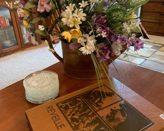 copper watering pot floral arrangement, UTA '77 annual