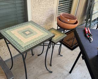 Outdoor tile top tables 