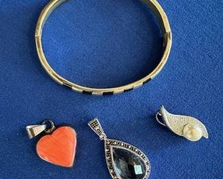 Sterling bangle and pendants