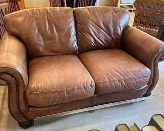 Comfy leather loveseat