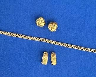 14k gold earrings and bracelet