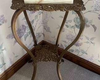 Victorian cast iron stand with marble top