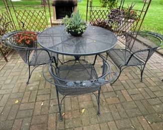 Wrought iron table and chair set