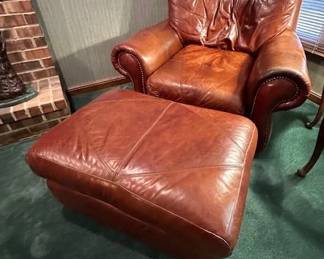 Leather chair with ottoman