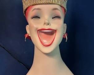 Roxy display mannequin head with rhinestone crown
