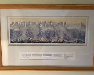 Framed engraving by Joe Lubbock " From The Snows to The Seas"