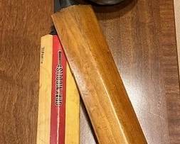 Gray Nicolls cricket bats, vintage leather boxing gloves  and vintage leather ball
