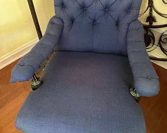 Blue upholstered arm chair