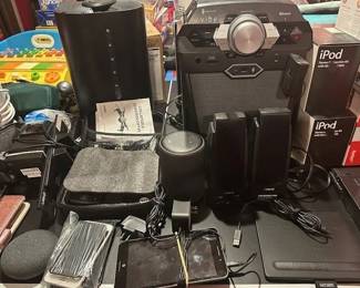 Vibe Karaoke machine, routers, IPods, 