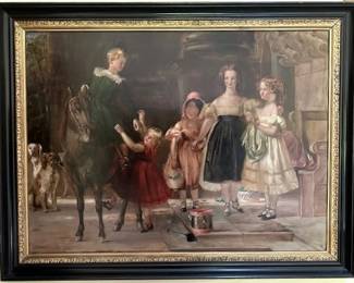 Antique oil painting from an English estate of Baron Cunliffe of Headley,