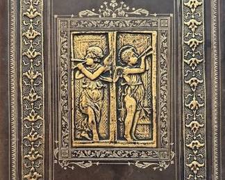 Antique embossed leather journal case