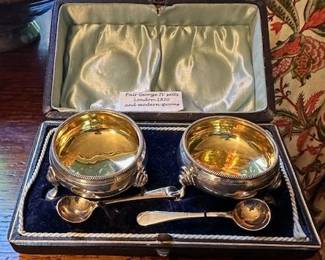 George IV sterling salts with modern sterling spoons 1820