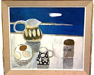 20th Century Still Life Original Painting by Mary Fedden (British, 1915-2012) https://www.tate.org.uk/art/artists/mary-fedden-1084