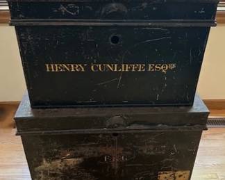 Antique metal deed boxes