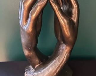 Bronze tone The Cathedral Hands statue by Rodin (replica)