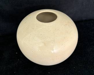 Native American White Ceramic Vase, Unsigned - Modern Design, Neutral Color, Unique Shape
