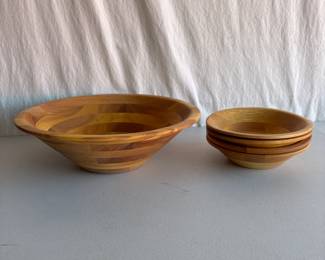 Large Wooden Salad Bowl Set - Vermont Bowl Company, Handcrafted