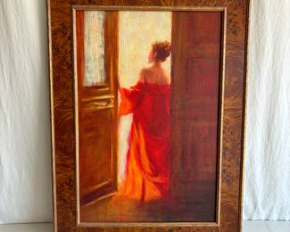 Elegant Woman in Red Dress Framed Painting by Judy Greenan, 8 of 50