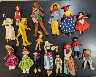 BAPS felt dolls, Germany ~ Little Red Riding Hood, Little Bo Peep, Hansel & Gretel, Little Black Sambo, family and Tiger