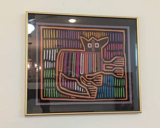 Kuna reverse stitched framed art