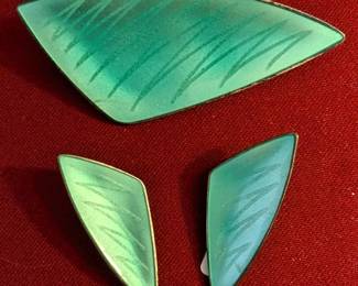 Mid Century vintage brooch & earrings by Anton Michelsen sterling